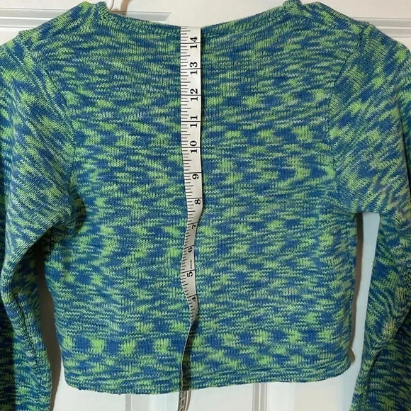 Edikted green and blue crop sweater size small long sleeve buttons - Picture 4 of 9